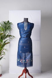 Rich Hues Navy Soft Cotton Jamdani Unstitched Suit Set